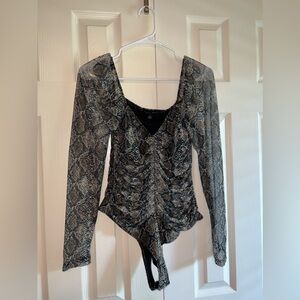 Rouched Snakeskin Bodysuit